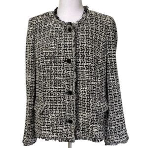 Lane Bryant Tweed Blazer/Sweater Women's Size 16 Black/White Pattern Buttons